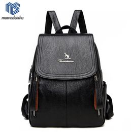 Women Backpack Leather s Female Designer For Girls School Bag High Quality Travel Bagpack Ladies Sac A Dos 211009