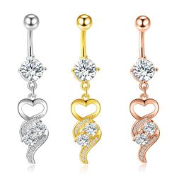 Surgical Steel Zircon Pendant Belly Button Rings Sexy Navel Bars Crystal Body Piercing Ring Jewellery