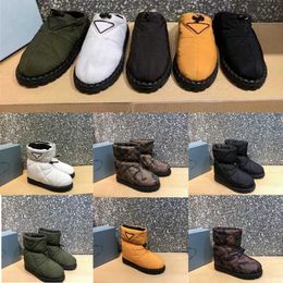 2022 Designer Down Boots Space Women Stivaletto medio in nylon trapuntato Scarpa in pelle Camouflage Scarpe impermeabili Stivaletti in cotone caldo invernale con scatola