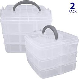 2pcs/lot Plastic Storage Jewelry Boxes Adjustable Container for Beads Earring Home Rectangle Organizer Case 210922