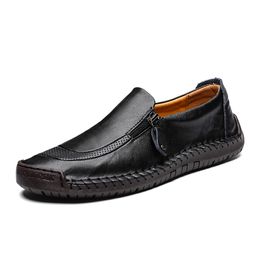 original Men Leather Running Shoes Black Brown Burgundy Grey Fashion Mens Trainers Outdoor Sports Sneakers Walking Runner Shoe