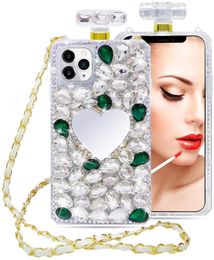 Luxury Bow Bling Diamnd Perfume Bottle Cases For Samsung Note 20 S21 Ultra S20 Note10 Note9 S10 Plus Colourful Rhinestone Heart Mirror Phone Cover