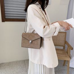 Simple Bags Scrub Leather Designer Shoulder For Women 2021 Chain Rivet Crossbody Female Fashion Small Handbags