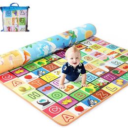 200*180cm Foldable Cartoon Baby Play Mat Eva Puzzle Children's Mat Baby Climbing Pad Kids Rug Baby Games Mats Send Storage Bag 210320