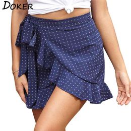 Fashion Printed Sexy Women Skirt Ruffles Bandage Summer Female Micro Beach Holiday Slim Streetwear Ladies s 210603