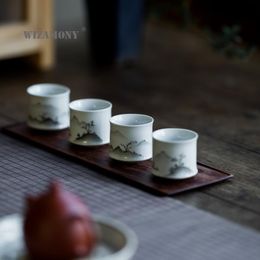 Hand Painted Teacup In Caowu Temple Single Ceramic Cup Tasting Master Tea Set Small Cups & Saucers