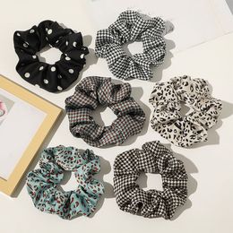 Leopard Satin Scrunchies For Hair Accessories Women Girl Elastic Hair Ring Hair Ornaments Ponytail Holder Rubber Bands