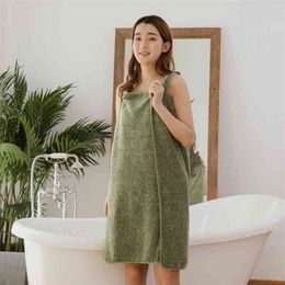 Towel Bathroom Women Bamboo Fiber s for adults Wearable Beach Wrap Gown serviette de bain toalha 210728