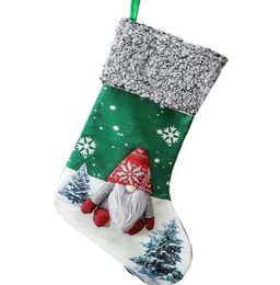 Christmas Stocking 3D Plush Swedish Santa Gnome Gift Socks Family Holiday Party Fireplace Hanging Ornament