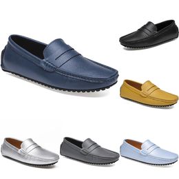 leather peas men's casual driving shoes soft sole fashion black navy white blue silver yellow grey footwear all-match lazy cross-border 38-46 color112