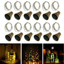 2M 20LEDs Solar Wine Bottle String Light Solar Copper Wire Fairy Lights Cork Shape Christmas Lamp For Wedding Party Garden Decor 211109