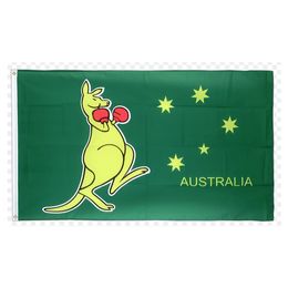 Boxing Kangaroo Australia 3x5ft Flags 100D Polyester Banners Indoor Outdoor Vivid Colour High Quality With Two Brass Grommets