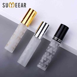 100 Pcs/Lot 10ml Frosted Perfume Bottle glass Atomizer Coloured dots Aluminium cap Spray Travel Bottles