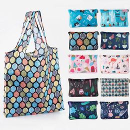 Durable Foldable Shopping Bags Convenient ShoppingTravel Bag Handy Printing Reusable Tote Pouch Cute Owl Flamingo Handbags Organizer ShoppingBags WLL563