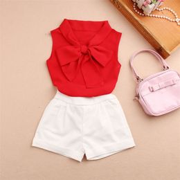 Spring Summer Kids Girls Shirts Chiffon Sleeveless Blouse Teenage Pure Color Bow Top Clothes for Size 10 to 12 210622