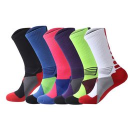 Sports Socks 6 Pairs Men's Over Ankle Colourful Pattern Cycling Workout Athletic Wear Towel Bottom Running