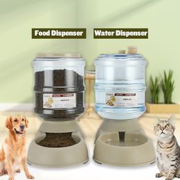 Large Capacity 3.8L Adjustable Automatic Pet Feeder Drinking Fountains Dog Puppy Bowl Water Dispenser for Dogs Cats Food Dish Y200922