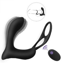 2 types Anal Vibrator Male Prostate Massage Anal Plug Prostate Stimulator Butt Plug Delay Ejaculation Ring Sex Toy for Men Gays Y201118