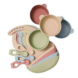 3 Pc/set Silicone Bib Bowl Feeding Set Waterproof Self-Feeding Antislip Crockery BPA Free Portable Tableware for Children G1210