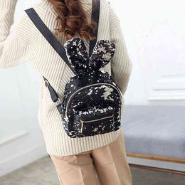 HBP Non-Brand Personality bright, rabbit ear leisure backpack, Korean version, cute, fashionable and versatile sport.0018