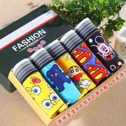 5 pcs/lot set cartoon male panties sexy full men's trunk low-waist similar cotton panties male underwear men H1214