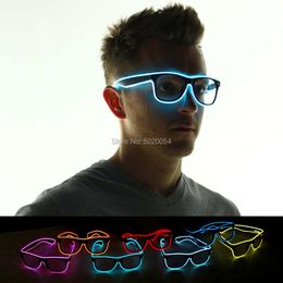 Costume Accessories Popular 10 Colors Optional EL Reading Eyewear Unisex Neon LED Luminous Glasses Festival Parties Rave Glasses