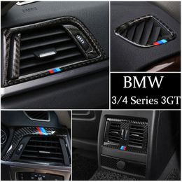 Carbon Fibre Car Stickers Centre Console Outlet Air Conditioning Vent Decorative Cover Frame for BMW 3 4 Series 3GT F30 F31 F32 F34 F36 Auto Accessories