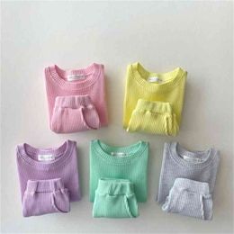 Summer baby candy color cute clothes sets infants cotton short sleeve T shirts and shorts 2pcs outfits 210708