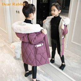 brand Children Girl Jacket Thick Long Winter Warm Coat Fashion parka Hooded Outerwear Clothes For Kids girls clothing 211027