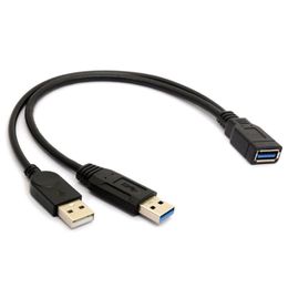 usb-datenverteiler Rabatt Audiokabel-Anschlüsse 0.3MUSB 3.0-weibliche an zwei USB-männliche Extra-Leistungsdaten y Erweiterungsplitterkabel-Sync-Adapter