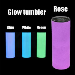 Sublimation Glow in the Dark Tumbler Luminous Coffee Mugs Insulation Water Bottles Stainless Steel Drinking Cup A02