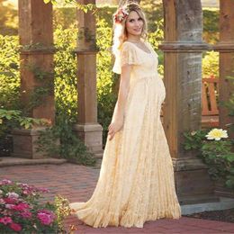 Maternity Photography Props Lace Dress Women Pregnancy Clothes Maternity Dresses For Pregnant Photo Shoot Dress Plus size S-4XL Q0713