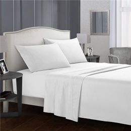 Folha de leito de cor sólida de 4 peças Set Microfiber Bedding Fronha 3/4 PCs Conjuntos Folhas de Colchão Capa Capa Almofadas