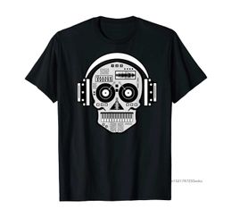 -DJ Tees Hipster Tops Men camisetas Imprimir Skull Disc Auriculares Hip Hop Music TV Tshirt Guys Funky Ropa 210629