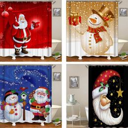 Christmas Printed Shower Curtain Waterproof Quick Dry Shower Curtain for Bathroom with Hooks Decor Gifts Home 150x180cm 211116