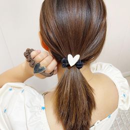 Hair Clips & Barrettes Korean Heart Shape Ornament Girls Silky Satin Elastic Bands Simple Elegant Band Ties Jewellery
