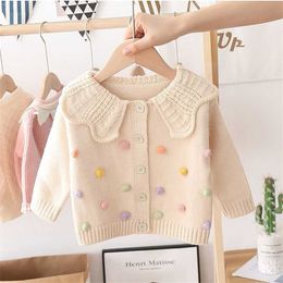 Girls' knitted cardigan spring and autumn fashionable baby bottoming long-sleeved western style winter P4442 211201