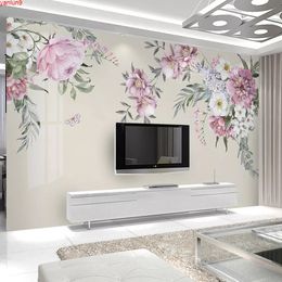 Custom Photo Canvas Wallpaper Hand Painted Floral Flowers Art Wall Murals Modern Living Room TV Background Papier Peint Mural 3Dgood quatity