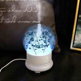USB Ultrasonic Air Humidifier Colorful Night Light Essential Oil Aroma Diffuser Lamp Round Ball Shape With Inner Landscape