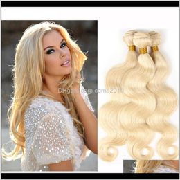 Brazilian Body Wave Straight Hair Weaves Double Wefts 100G/Pc 613 Russian Blonde Color Can Be Dyed Human Remy Hair Extensions 5Hsz1 03Wdk