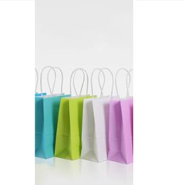 2021 24pcs Assorted Small Neon Colored Paper Gift Bags with Handles Kraft Paper Party Bags Birthday Wedding Party Favor Goodie