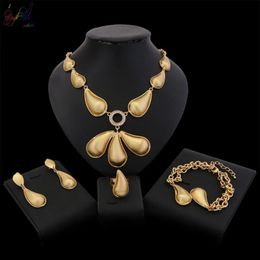Earrings & Necklace Yulaili Wedding Jewelry Sets Fashion Bridal African Gold Color Bracelet Ring Party Accessories