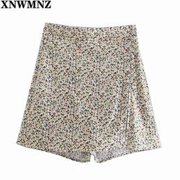 printed High Waist Shorts Women Bermuda Fashion Skirt Woman Summer Casual Beach Split Button Zip Short Pants 210520