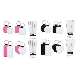 16 Pcs Sublimation Keychains Blanks Kits and Blank Pu Wristlet Lanyard Sublimable Diy Heat Transfer for Tags H0915