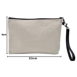 50pcs 23cmx16cm Sublimation Linen cosmetic bags DIY women blank plain zipper makeup phone clutch bag SN