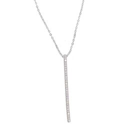 Chokers Simple Delicate Fine Cz Bar Necklaces Pendants Long Rod Necklace Fashion Summer Jewellery Silver Colour Collier Femme Y