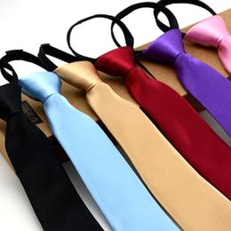 -Mode 5cm Cravat pour hommes Slim Cravate étroite facile à tirer Crousel de corde Style Coréen Orange Rouge Violet Cravat de mariage