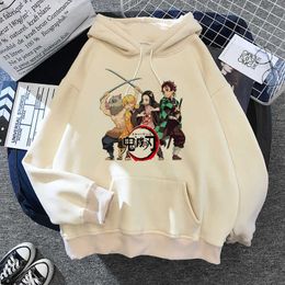 90er Jahre Dämon Slayer Anime Tanjiro Nezuko Hoodie Sweatshirt Frauen Koreanische Kpop Street Style Sweatshirt Mädchen Streetwear Sudadera Mujer H0909