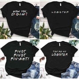 Envmenst 100% cotton T-shirt Friends TV Show Quotes How You Doin Women Short-Sleeve Fashion Funny Tops T-shirts For Men 210623