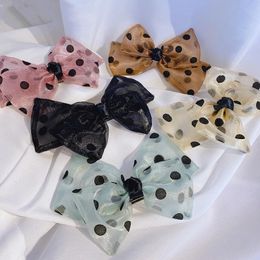 Fashion Chiffon Polka Dot Bow Hairpins For WOman Girls Sweet Cute Barrette Bow Hairclips Headwear Hair Accessories